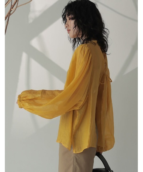 Re:EDIT（リエディ）の「前後2WAYボリュームスリーブシアーブラウス（シャツ/ブラウス・レディース・ブラック/オフホワイト/ピンク/イエロー/グリーン/ブルー・MEDIUM/LARGE）」の14枚目の写真