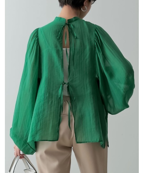 Re:EDIT（リエディ）の「前後2WAYボリュームスリーブシアーブラウス（シャツ/ブラウス・レディース・ブラック/オフホワイト/ピンク/イエロー/グリーン/ブルー・MEDIUM/LARGE）」の8枚目の写真