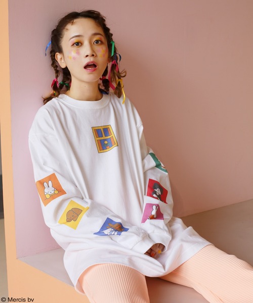 Candy Stripper（キャンディストリッパー）の「MIFFY AND FRIENDS L/S Tシャツ（Tシャツ/カットソー・レディース・オフホワイト/ピンク/ブラック/ライトブルー・2）」の2枚目の写真