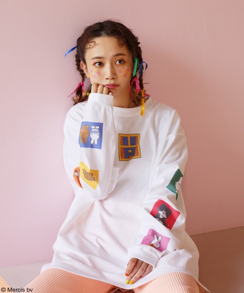 Candy Stripper（キャンディストリッパー）の「MIFFY AND FRIENDS L/S Tシャツ（Tシャツ/カットソー・レディース・オフホワイト/ピンク/ブラック/ライトブルー・2）」の6枚目の写真