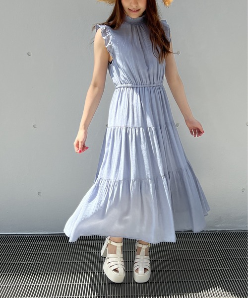 TORTE（トルテ）の「楊柳ティアードノースリワンピース（ワンピース・レディース・ライトグレー/ライトブルー/ブラック/イエロー・FREE）」の3枚目の写真