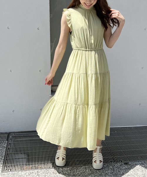 TORTE（トルテ）の「楊柳ティアードノースリワンピース（ワンピース・レディース・ライトグレー/ライトブルー/ブラック/イエロー・FREE）」の9枚目の写真