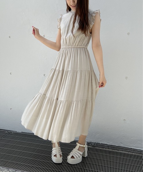 TORTE（トルテ）の「楊柳ティアードノースリワンピース（ワンピース・レディース・ライトグレー/ライトブルー/ブラック/イエロー・FREE）」の18枚目の写真