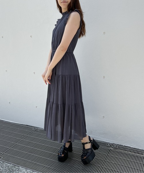 TORTE（トルテ）の「楊柳ティアードノースリワンピース（ワンピース・レディース・ライトグレー/ライトブルー/ブラック/イエロー・FREE）」の5枚目の写真