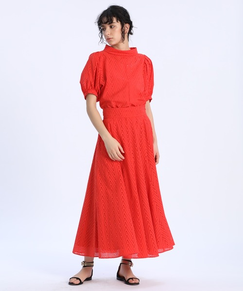 INED（イネド）の「刺繍レースフレアスカート（スカート・レディース・ダークブラウン/レッド・9号/7号）」の12枚目の写真