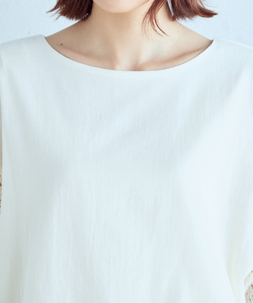 Petit Honfleur(プチオンフルール)の「レーススリーブブラウス(Tシャツ/カットソー・レディース・アイボリー/ブラック・13号/11号/9号)」の8枚目の写真
