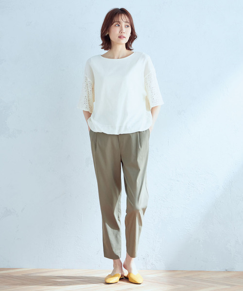 Petit Honfleur(プチオンフルール)の「レーススリーブブラウス(Tシャツ/カットソー・レディース・アイボリー/ブラック・13号/11号/9号)」の9枚目の写真