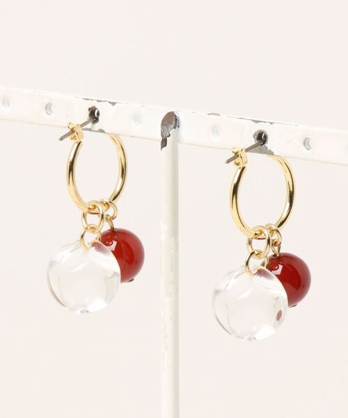 tone(トーン)の「【Le soleil】レッドカルセドニー フープピアス(MA)(ピアス(両耳用)・レディース・レッド系その他・FREE)」の4枚目の写真