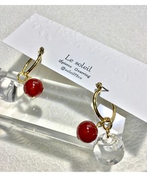 【Le soleil】レッドカルセドニー フープピアス(MA)