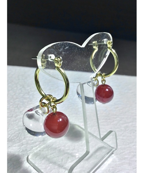 tone(トーン)の「【Le soleil】レッドカルセドニー フープピアス(MA)(ピアス(両耳用)・レディース・レッド系その他・FREE)」の2枚目の写真