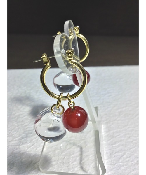 tone(トーン)の「【Le soleil】レッドカルセドニー フープピアス(MA)(ピアス(両耳用)・レディース・レッド系その他・FREE)」の3枚目の写真