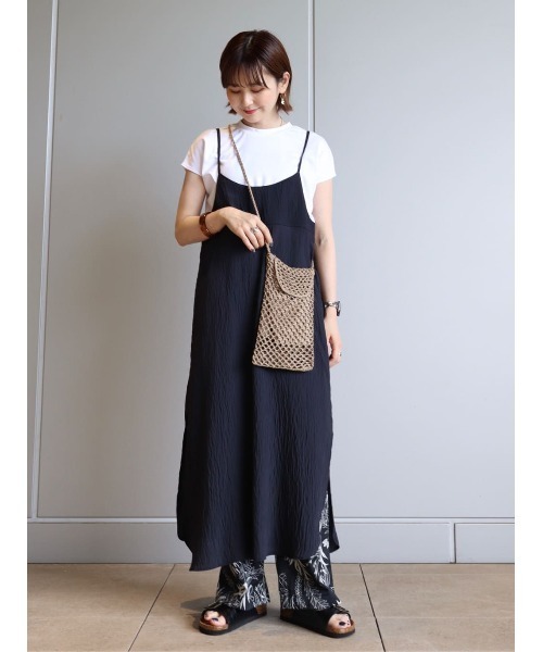 AMERICAN HOLIC（アメリカンホリック）の「ワッシャーキャミワンピース（ワンピース・レディース・ブラック/オレンジ/ライトベージュ・M/L）」の2枚目の写真