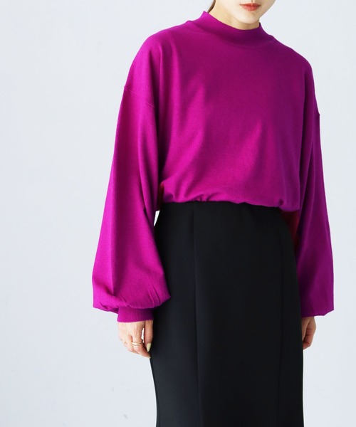 HER CLOSET(ハークローゼット)の「【shemoshelly】WEB限定サスティナブルハイネックニットプルオーバー(Tシャツ/カットソー・レディース・ライトグレー/ライトブルー/ブラック/パープル/ライトグリーン/アイボリー・M)」の6枚目の写真