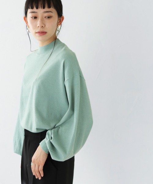 HER CLOSET(ハークローゼット)の「【shemoshelly】WEB限定サスティナブルハイネックニットプルオーバー(Tシャツ/カットソー・レディース・ライトグレー/ライトブルー/ブラック/パープル/ライトグリーン/アイボリー・M)」の4枚目の写真