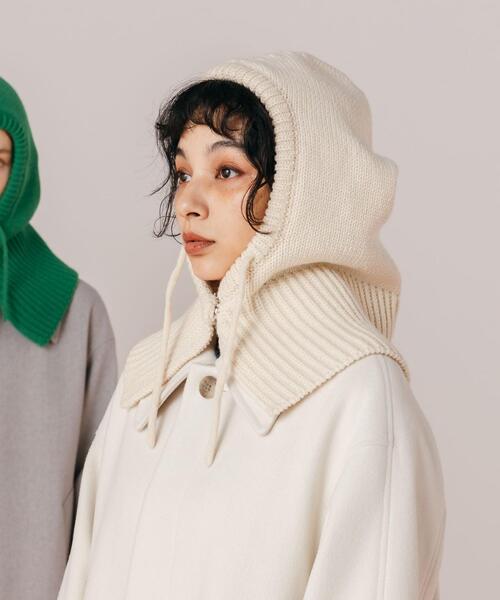 CITEN（シテン）の「＜CITEN＞ニットフード バラクラバ（ニットキャップ/ビーニー・レディース・ブラウン/オフホワイト/ケリー/コバルトブルー/クリーム/ライトグレー・FREE）」の7枚目の写真