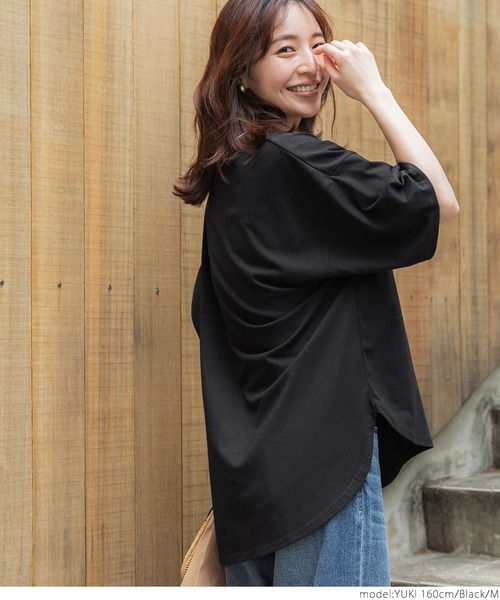 coca（coca）（コカ）の「汗染み防止テールカットTee（Tシャツ/カットソー・レディース・ブラック/グレー/グレイッシュベージュ・M/L）」の4枚目の写真