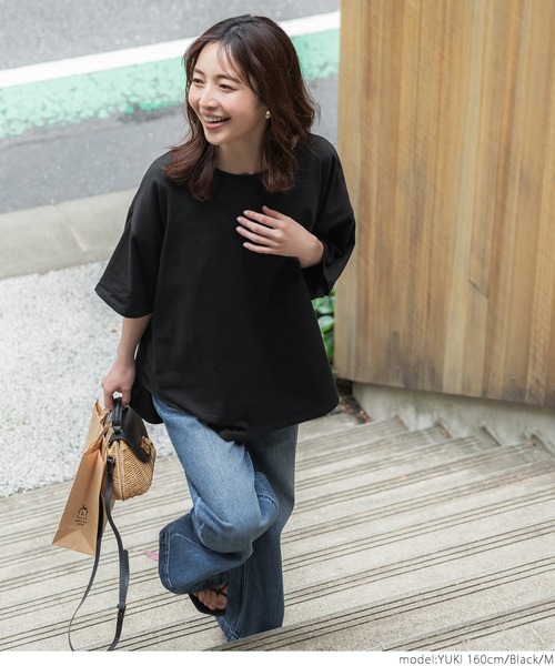 coca（coca）（コカ）の「汗染み防止テールカットTee（Tシャツ/カットソー・レディース・ブラック/グレー/グレイッシュベージュ・M/L）」の6枚目の写真