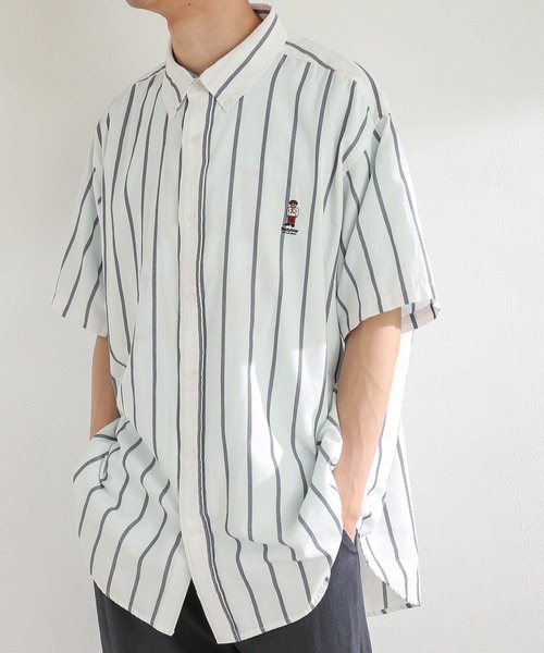 SENSE OF PLACE by URBAN RESEARCH（センスオブプレイスバイアーバンリサーチ）の「『別注』TeddyBear×SENSE OF PLACE　ストライプシャツ A（シャツ/ブラウス・メンズ・ホワイト/ブルー・MEDIUM/LARGE）」の7枚目の写真
