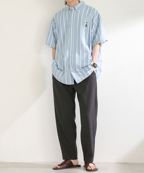 SENSE OF PLACE by URBAN RESEARCH（センスオブプレイスバイアーバンリサーチ）の「『別注』TeddyBear×SENSE OF PLACE　ストライプシャツ A（シャツ/ブラウス・メンズ・ホワイト/ブルー・MEDIUM/LARGE）」の5枚目の写真