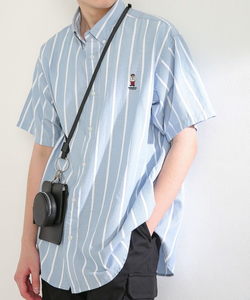 SENSE OF PLACE by URBAN RESEARCH（センスオブプレイスバイアーバンリサーチ）の「『別注』TeddyBear×SENSE OF PLACE　ストライプシャツ A（シャツ/ブラウス・メンズ・ホワイト/ブルー・MEDIUM/LARGE）」の8枚目の写真