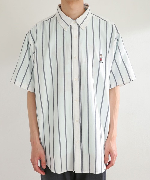 SENSE OF PLACE by URBAN RESEARCH（センスオブプレイスバイアーバンリサーチ）の「『別注』TeddyBear×SENSE OF PLACE　ストライプシャツ A（シャツ/ブラウス・メンズ・ホワイト/ブルー・MEDIUM/LARGE）」の9枚目の写真
