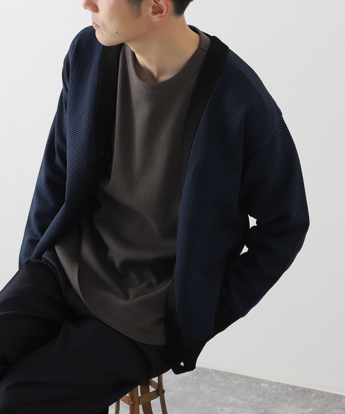 EDIFICE SELECT(エディフィスセレクト)の「スポンディッシュ リラックス ニット カーディガン (ツイル)(カーディガン/ボレロ・メンズ・ベージュ/ネイビー/ブラウン/グレー/グリーン・SMALL/MEDIUM/LARGE)」の1枚目の写真