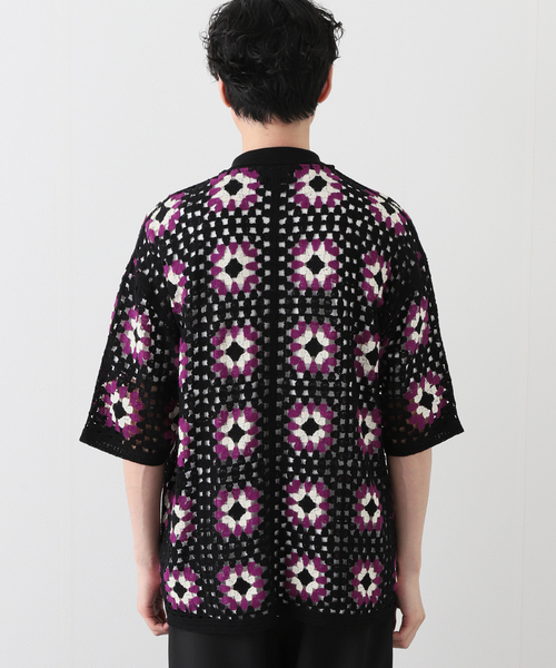 B.C STOCK（ベーセーストック）の「CRH FLOWER CROCHET ポロシャツ（ニット/セーター・メンズ・ホワイト/ブラック/グリーン・MEDIUM/LARGE）」の19枚目の写真