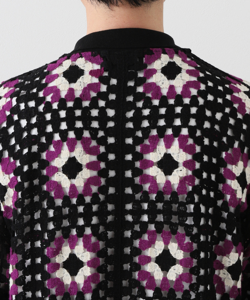 B.C STOCK（ベーセーストック）の「CRH FLOWER CROCHET ポロシャツ（ニット/セーター・メンズ・ホワイト/ブラック/グリーン・MEDIUM/LARGE）」の21枚目の写真