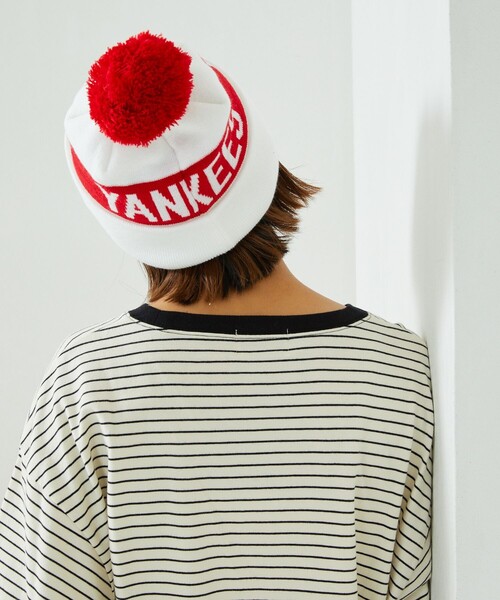 FREAK'S STORE（フリークスストア）の「NEW ERA × FREAK'S STORE/ニューエラ 別注PON PON KNIT（ニットキャップ/ビーニー・レディース・ホワイト/オレンジ・ONE SIZE）」の5枚目の写真