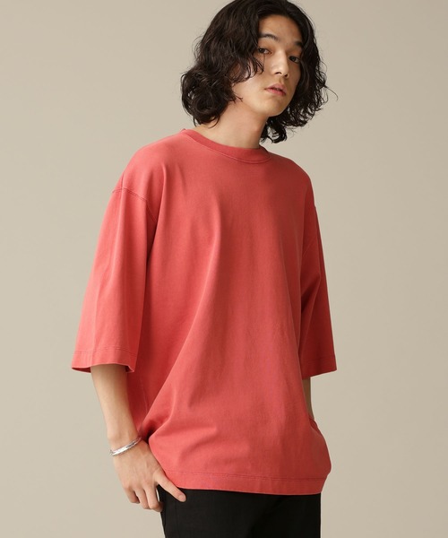 NANO universe（ナノユニバース）の「LB.03/ピグメントクルーネック5分袖Tシャツ（Tシャツ/カットソー・メンズ・ベージュ/レッド/ターコイズブルー/イエロー/グリーン・S/M/L）」の14枚目の写真