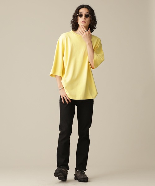 NANO universe（ナノユニバース）の「LB.03/ピグメントクルーネック5分袖Tシャツ（Tシャツ/カットソー・メンズ・ベージュ/レッド/ターコイズブルー/イエロー/グリーン・S/M/L）」の18枚目の写真