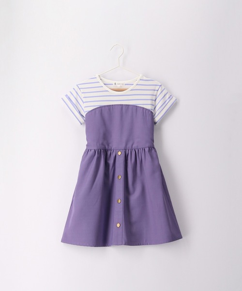 ROPE' PICNIC（ロペピクニック）の「【KIDS】マリン風釦ディテールドッキングワンピース（ワンピース・キッズ・ベージュ/パープル・110/120/130/140）」の2枚目の写真