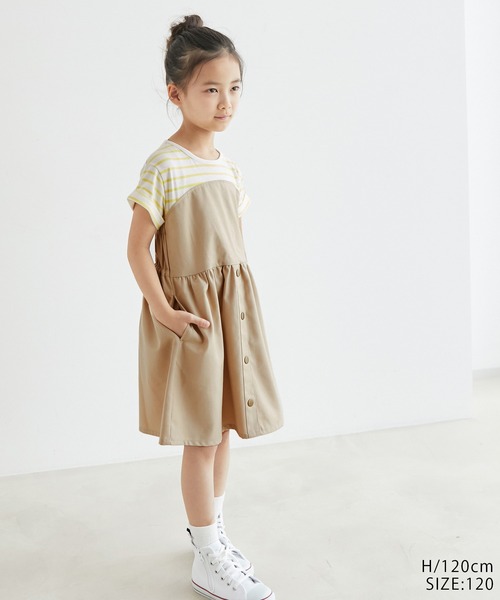 ROPE' PICNIC（ロペピクニック）の「【KIDS】マリン風釦ディテールドッキングワンピース（ワンピース・キッズ・ベージュ/パープル・110/120/130/140）」の4枚目の写真