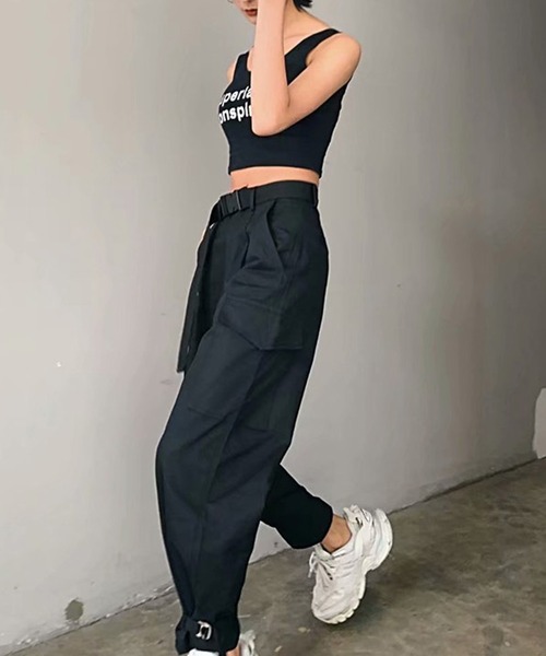 ANOTHER S(アナザーエス)の「裾バックル サイドポケットミリタリーパンツ(カーゴパンツ・レディース・ブラック/グリーン・S/M/L)」の6枚目の写真