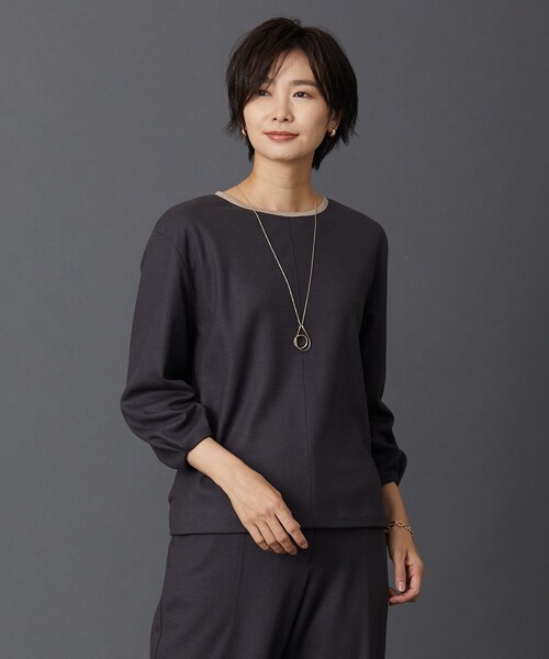 J.PRESS Ladies（J.プレス レディス）の「【イージーケア】ウールスムースジャージー カットソー（Tシャツ/カットソー・レディース・ネイビー系/パープル系/グレー系/ベージュ系/ブルー系・SMALL）」の2枚目の写真