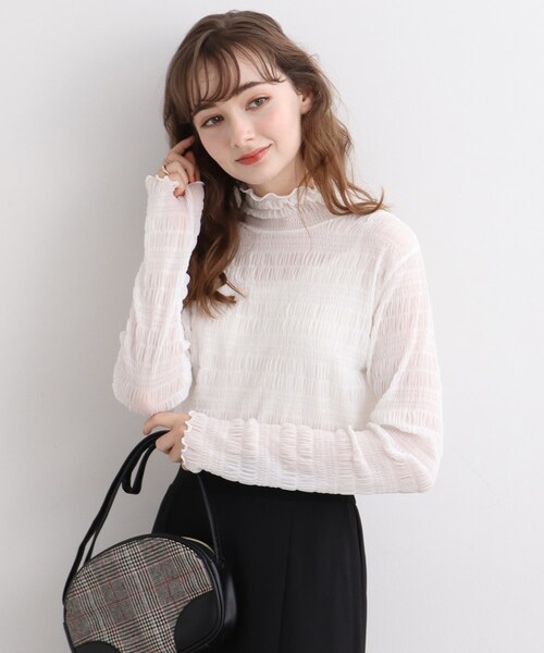 Cutie Blonde(キューティーブロンド)の「◆シアーハイネックトップス(Tシャツ/カットソー・レディース・ホワイト系/ブラック・01/02/03)」の1枚目の写真