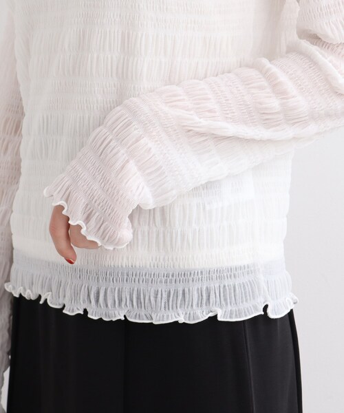 Cutie Blonde(キューティーブロンド)の「◆シアーハイネックトップス(Tシャツ/カットソー・レディース・ホワイト系/ブラック・01/02/03)」の7枚目の写真