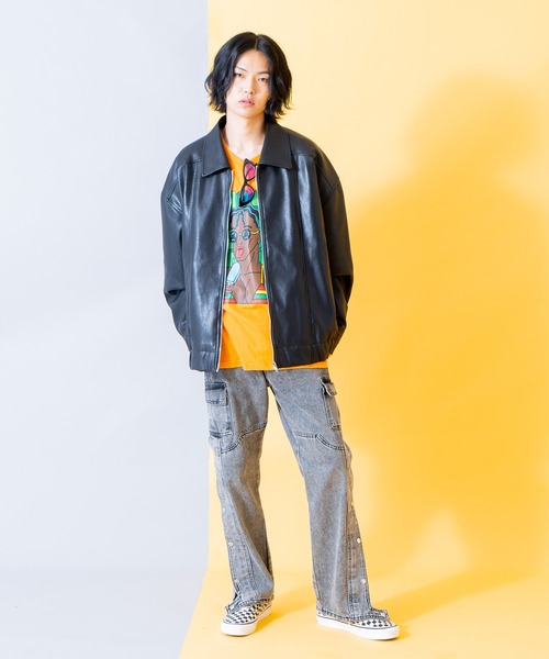 PUNYUS(プニュズ)の「合皮G1ジャケット(ブルゾン・レディース・ブラック・2/4/3)」の6枚目の写真