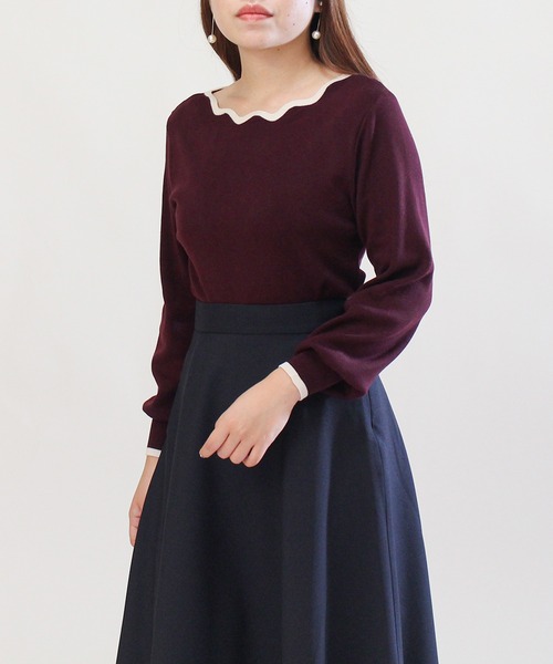 TRUDEA(トルディア)の「配色使いスカラップニットプルオーバー(ニット/セーター・レディース・ベージュ/ワイン/モカ/チャコールグレー・MEDIUM/LARGE)」の21枚目の写真