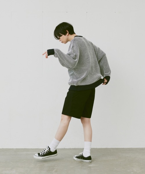 flaner（フラネ）の「Loose bi-color waffle knit/ルーズバイカラーワッフルニット（ニット/セーター・レディース・カーキ/ネイビー・MEDIUM/LARGE）」の6枚目の写真