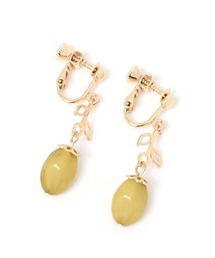 メタルリーフカラービーズイヤリング