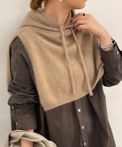 BEARDSLEY（ビアズリー）の「今季抑えておきたい フード付きケープ／バラクラバ（マフラー・レディース・ベージュ/グレー・FREE）」の18枚目の写真