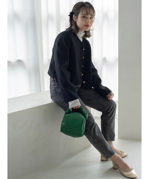 JUMELLE(ジュメロ)の「ツイードショートジャケット(ノーカラージャケット・レディース・ホワイト/ブラック・FREE)」の3枚目の写真