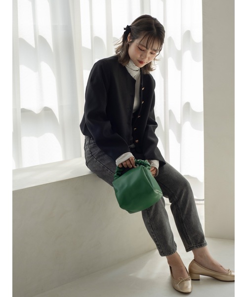 JUMELLE(ジュメロ)の「ツイードショートジャケット(ノーカラージャケット・レディース・ホワイト/ブラック・FREE)」の4枚目の写真