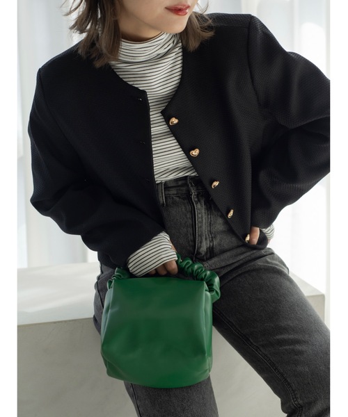 JUMELLE(ジュメロ)の「ツイードショートジャケット(ノーカラージャケット・レディース・ホワイト/ブラック・FREE)」の6枚目の写真