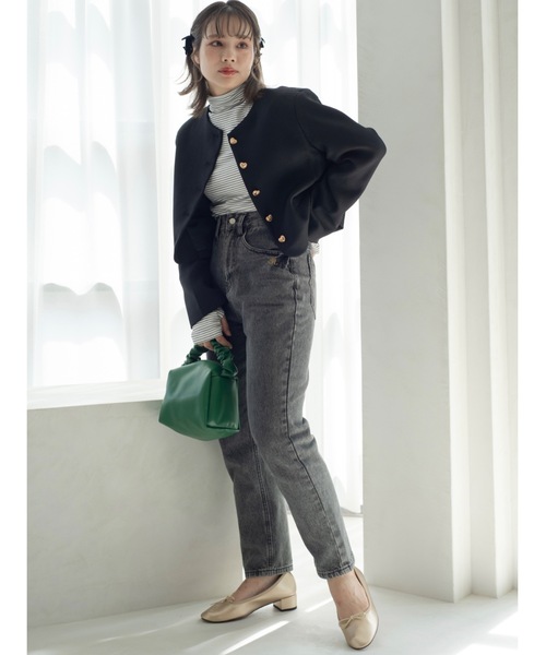 JUMELLE(ジュメロ)の「ツイードショートジャケット(ノーカラージャケット・レディース・ホワイト/ブラック・FREE)」の7枚目の写真