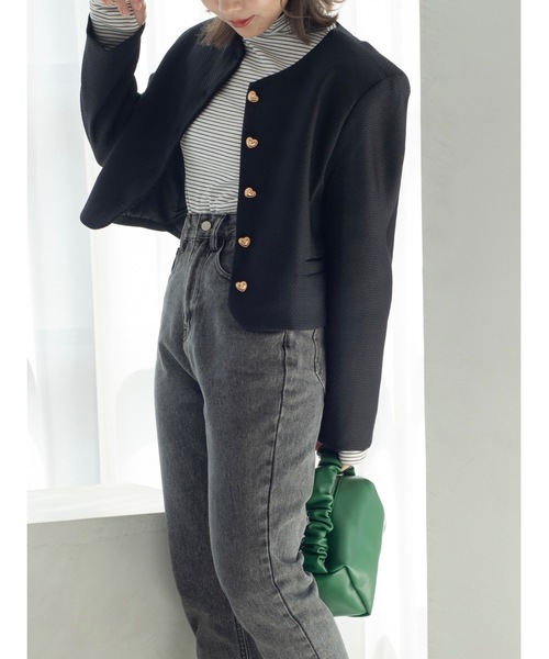 JUMELLE(ジュメロ)の「ツイードショートジャケット(ノーカラージャケット・レディース・ホワイト/ブラック・FREE)」の9枚目の写真