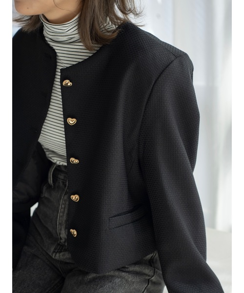 JUMELLE(ジュメロ)の「ツイードショートジャケット(ノーカラージャケット・レディース・ホワイト/ブラック・FREE)」の10枚目の写真