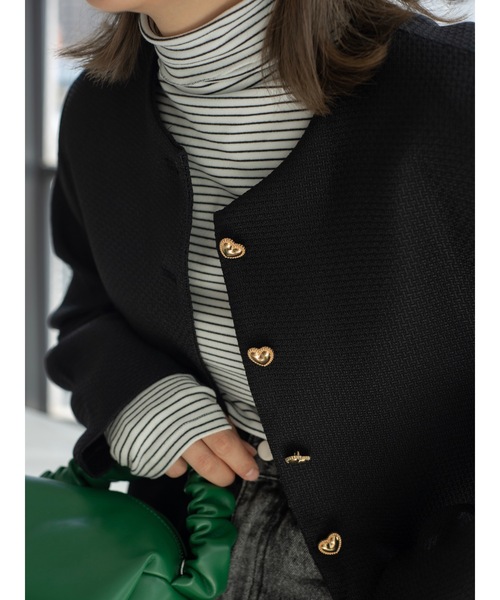 JUMELLE(ジュメロ)の「ツイードショートジャケット(ノーカラージャケット・レディース・ホワイト/ブラック・FREE)」の14枚目の写真