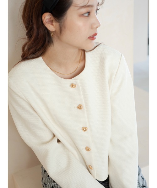 JUMELLE(ジュメロ)の「ツイードショートジャケット(ノーカラージャケット・レディース・ホワイト/ブラック・FREE)」の20枚目の写真